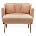 Elevado Accent Chair - Camel Teddy Velvet - Rose Golden Legs