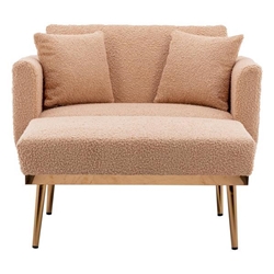 Elevado Accent Chair - Camel Teddy Velvet - Rose Golden Legs 