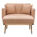 Elevado Accent Chair - Camel Teddy Velvet - Rose Golden Legs - CAB4320