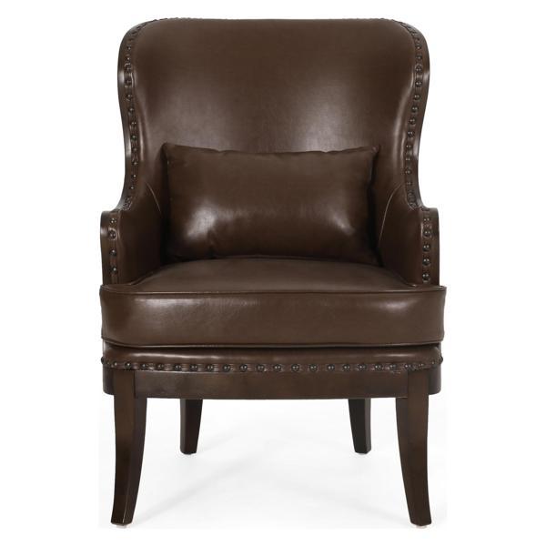 Fletcher Accent Chair - Dark Brown Polyurethane - Birch Wood Legs 