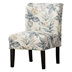 Kairol Print Fabric Armless Contemporary Accent Chair - Blue Leaves - Espresso Finish Frame