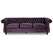 Oboe 84" Sofa - 3 Seater - Black Berry Velvet Upholstery - CAB4351