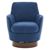 Luminyst Swivel Accent Chair - Blue Polyester - Gold Stainless Steel Base