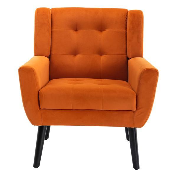 Village Green Accent Chair - Modern Ergonomics - Orange Velvet - Black Legs 