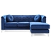 Quixotic 83" Pompano Sectional Sofa Chaise - Navy Blue Velvet - Chromed Steel Legs