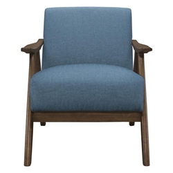 Brixham Accent Chair with Textured Blue Fabric and Walnut Finish Frame 