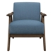 Brixham Accent Chair with Textured Blue Fabric and Walnut Finish Frame - CAB4366