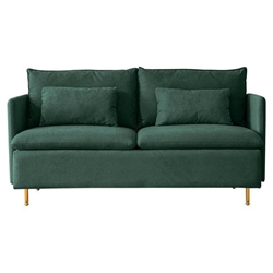 Blyth 63" Loveseat - Emerald Cotton Linen - Golden Metal Legs 