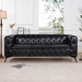 Yuba City 84" 3 Seater Sofa - Black Polyurethane - Iron Legs - CAB4369