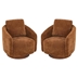 Dovetail Swivel Accent Chair - Caramel Chenille - Walnut Finish Base