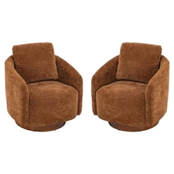 Dovetail Swivel Accent Chair - Caramel Chenille - Walnut Finish Base 