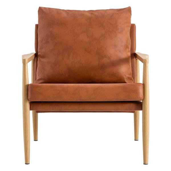 Valtorin Accent Arm Chair - Brown Polyurethane - Metal Frame 