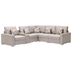 Samaris 106" Sectional Sofa with USB, Charging Ports, Cupholders, Storage Console Table and Pillows - Beige Linen Fabric - Interchangeable Legs