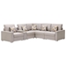 Samaris 106" Sectional Sofa with USB, Charging Ports, Cupholders, Storage Console Table and Pillows - Beige Linen Fabric - Interchangeable Legs - CAB4391