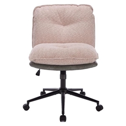 Kembleton Office Chair with Wheels - Oversize Seat - Pink and Grey - Polyurethane Leather 