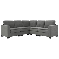 Pinnacle 89" Sectional Sofa - 5 Seater L Shaped - Gray Velvet - Cloud Corner Couch 