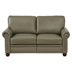 Morton 59" Loveseat - Grey Faux Leather - Brown Finish Legs