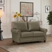 Morton 59" Loveseat - Grey Faux Leather - Brown Finish Legs - CAB4400