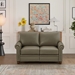 Morton 59" Loveseat - Grey Faux Leather - Brown Finish Legs - CAB4400