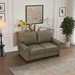 Morton 59" Loveseat - Grey Faux Leather - Brown Finish Legs - CAB4400