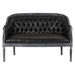 Hilda Loveseat with Button Tufted Diamond Stitch - Black Polyurethane - Birch Wood Frame - CAB4404