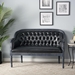 Hilda Loveseat with Button Tufted Diamond Stitch - Black Polyurethane - Birch Wood Frame - CAB4404