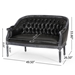 Hilda Loveseat with Button Tufted Diamond Stitch - Black Polyurethane - Birch Wood Frame - CAB4404