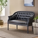 Hilda Loveseat with Button Tufted Diamond Stitch - Black Polyurethane - Birch Wood Frame - CAB4404