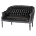 Hilda Loveseat with Button Tufted Diamond Stitch - Black Polyurethane - Birch Wood Frame - CAB4404