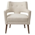 Floravera Palmer Accent Chair - Cream Upholstery with Small Houndstooth Pattern - Pecan Finish Legs