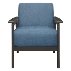 Prismatica Accent Chair - Blue Textured Fabric - Antique Gray Finish Frame 