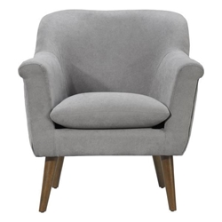 Palla 31.5" Steel Gray Woven Fabric Oversized Armchair - Walnut Finish Legs 