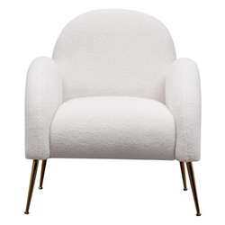 Whimsy Accent Upholstered Single Chair - White Sherpa Fabric - Golden Legs 