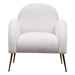 Whimsy Accent Upholstered Single Chair - White Sherpa Fabric - Golden Legs - CAB4425