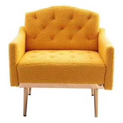 Nob Hill Accent Chair - Mustard Teddy Fabric - Rose Golden Finish Feet 