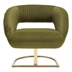 Aviora Accent Chair - Olive Velvet - Silver Metal Stand