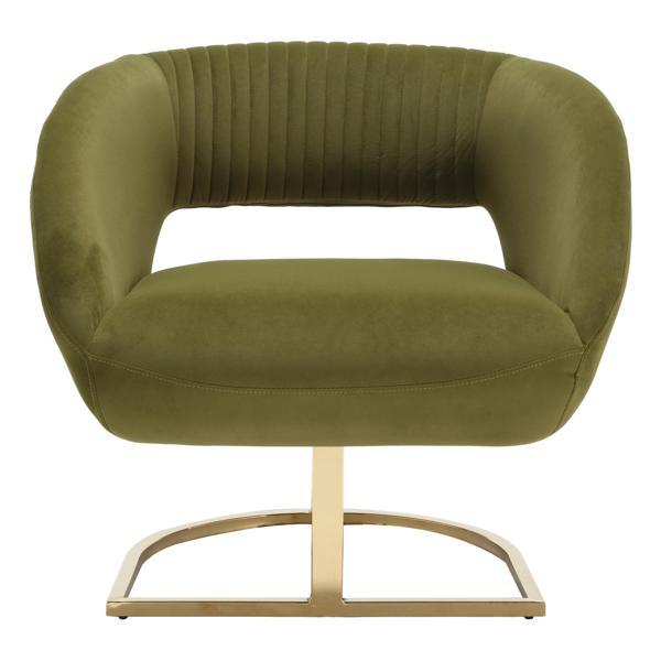 Aviora Accent Chair - Olive Velvet - Silver Metal Stand 