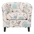 Stellora Club Chair - White and Blue Fabric - Birch Wood Legs