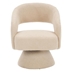 Felixstowe Swivel Accent Chair - Cream Faux Fur - Solid and Manufactured Wood Frame