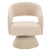 Felixstowe Swivel Accent Chair - Cream Faux Fur - Solid and Manufactured Wood Frame - CAB4443