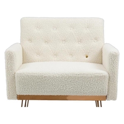 Tisbury Accent Chair - White Teddy Velvet - Rose Gold Iron Feet 