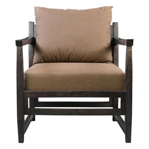 Willem Malibu Handcrafted Mango Wood Accent Chair - Brown Fabric - Open Frame 