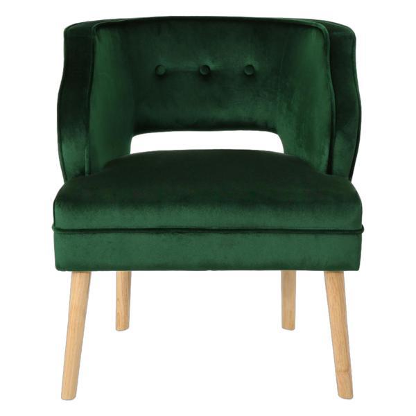 Torvex Mid Century Velvet Accent Chair - Emerald - Natural Rubberwood Legs 