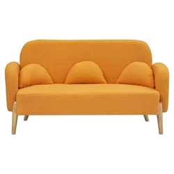 Magnolia 59" Teddy Velvet Beige Two-Seater Loveseat with Three Lumbar Pillows - Orange 