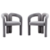 Kaspar Accent Dining Chair - Gray Velvet - Solid Wood Frame - Set of 2