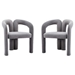 Kaspar Accent Dining Chair - Gray Velvet - Solid Wood Frame - Set of 2 - CAB4450