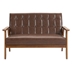 Briarbour 44" Loveseat - Brown Polyurethane Leather - Brown Finish Legs