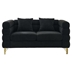 Ixalan 60" Sectional Loveseat - 2 Seater - Black Teddy Fabric - Gold Polished Metal Legs