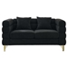 Ixalan 60" Sectional Loveseat - 2 Seater - Black Teddy Fabric - Gold Polished Metal Legs - CAB4460