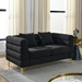 Ixalan 60" Sectional Loveseat - 2 Seater - Black Teddy Fabric - Gold Polished Metal Legs - CAB4460